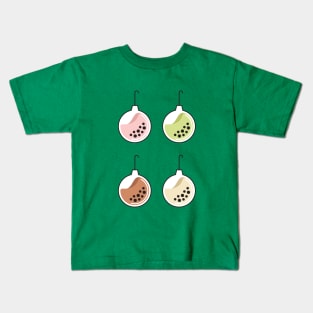 Bubble Tea Christmas Bulbs Kids T-Shirt